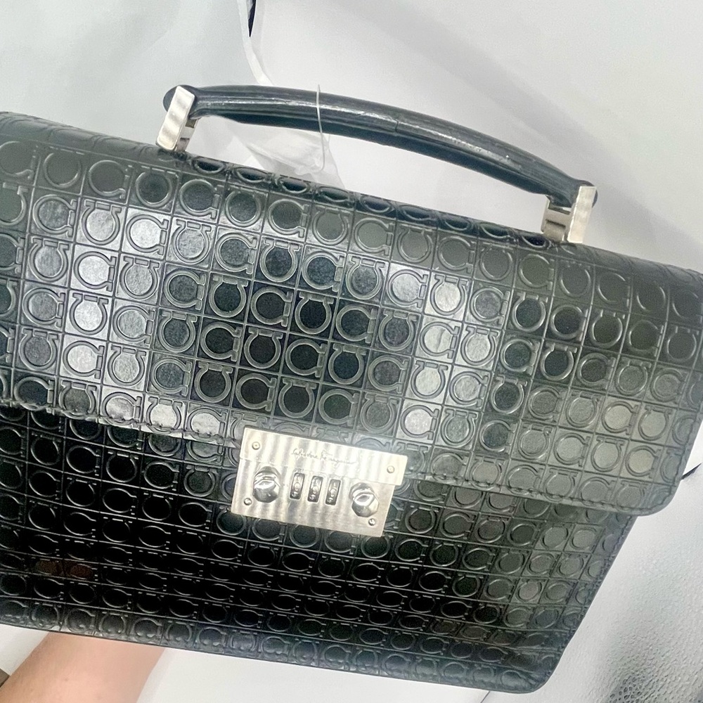 SALVATORE FERRAGAMO RARE Combination Lock Black Logo Bag / Unisex